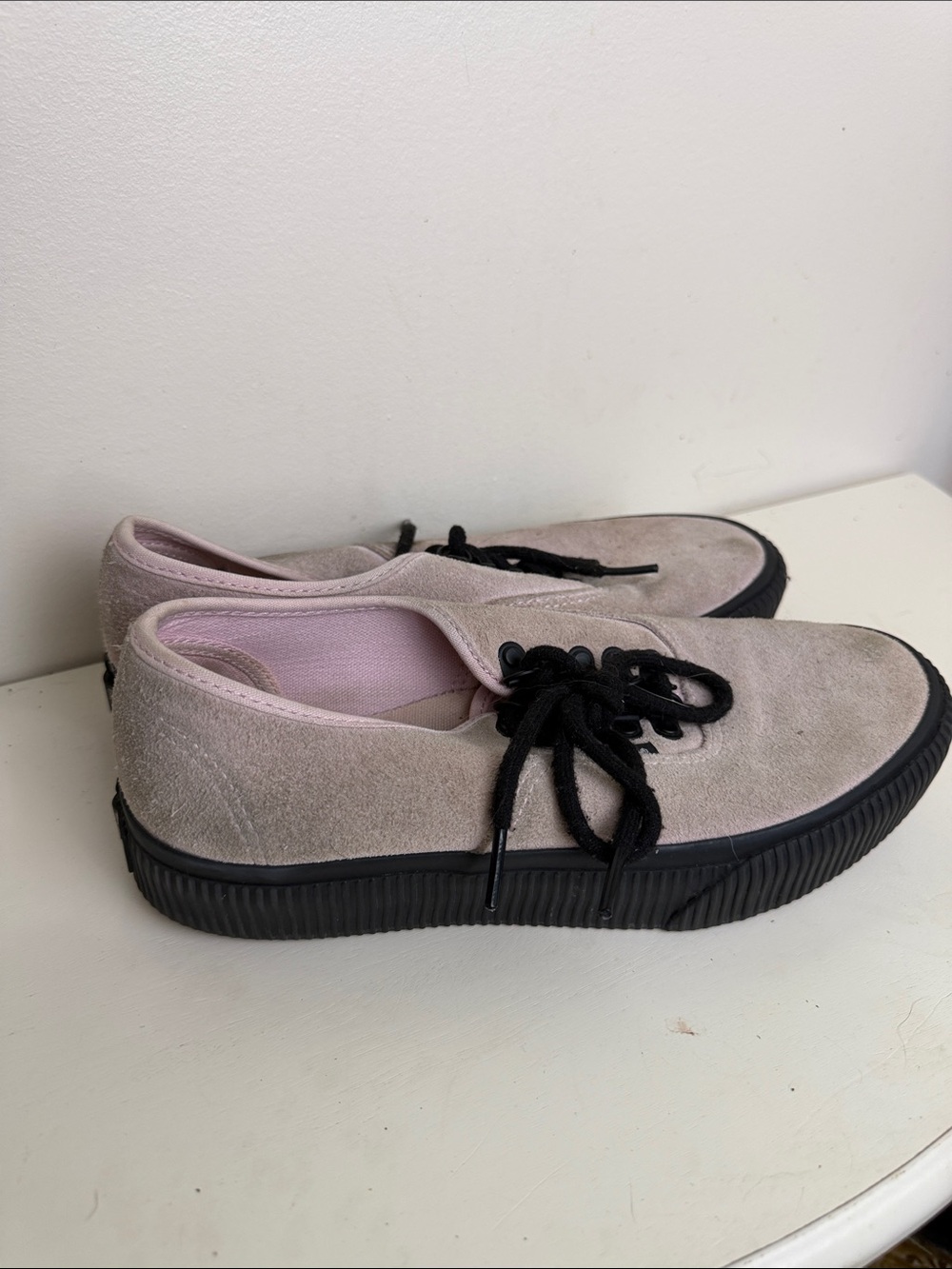 Vans Suede Platform Sneakers in Taupe with Black Sole